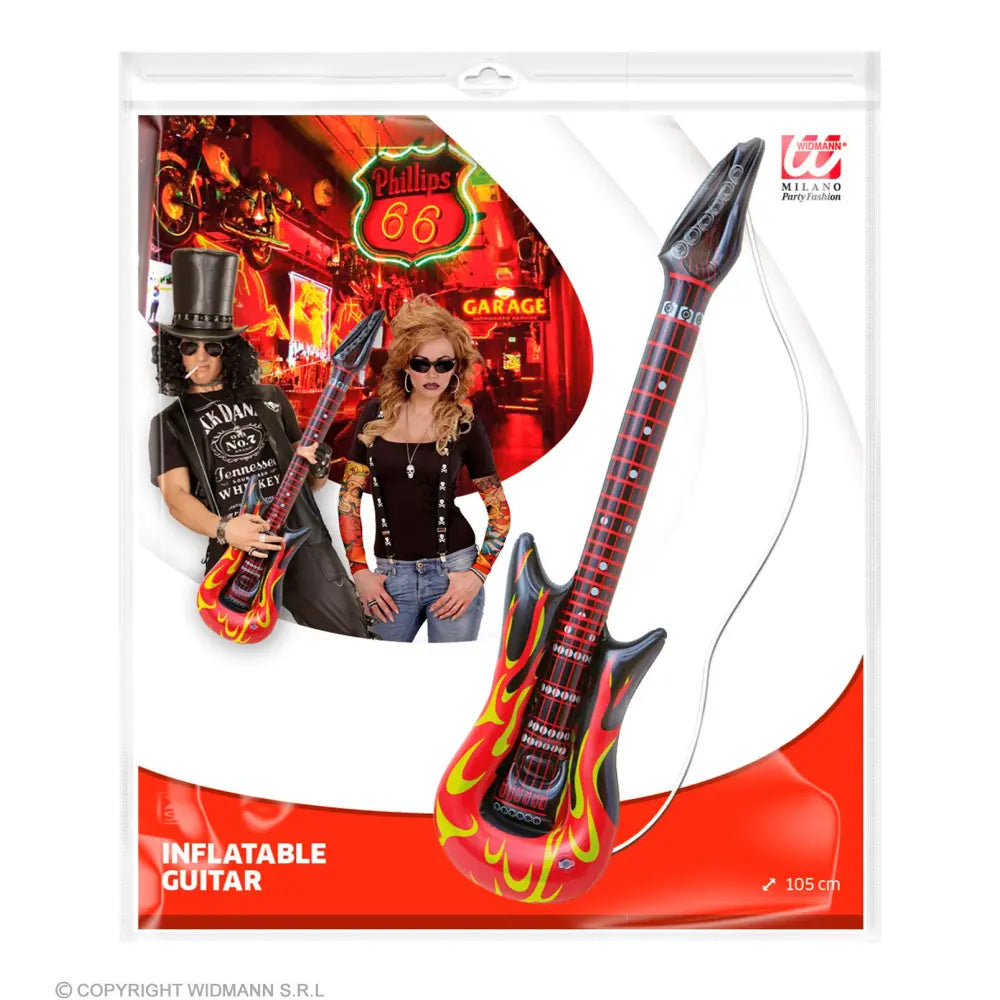 GUITARE AVEC FLAMME GONFLABLE DE ROCK STAR 105 cm