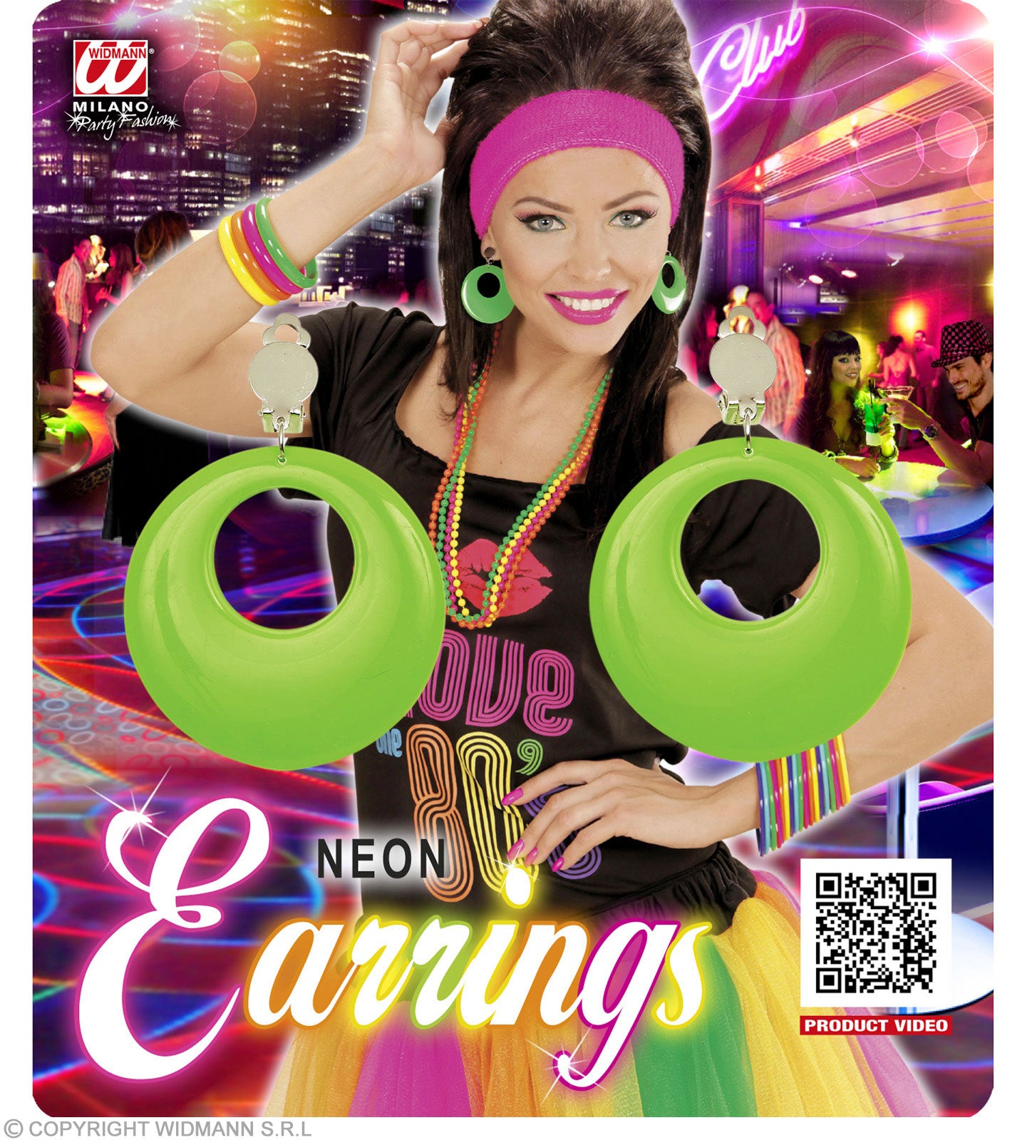 Paire de "BOUCLES D'OREILLES VERTES NEON"