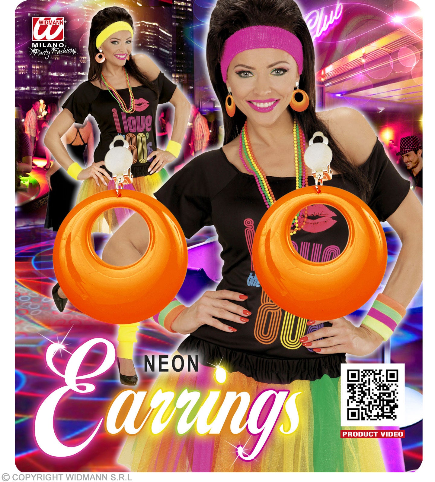 Paire de "BOUCLES D'OREILLES ORANGES NEON"