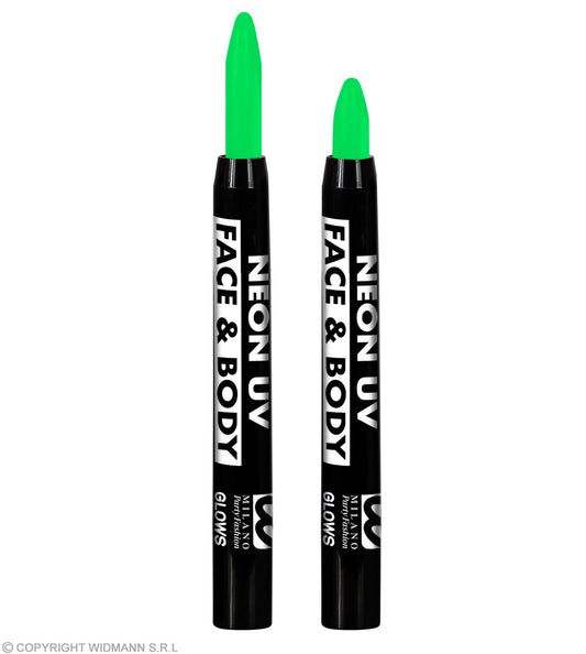 Boite Display avec "12 CRAYONS DE EAU-MAQUILLAGE VERT FLUO" - 3,5 ml