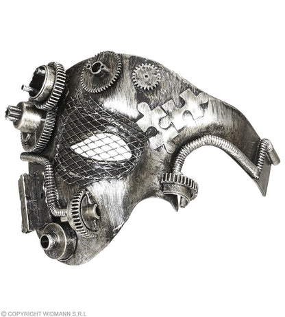 DEMI-MASQUE STEAMPUNK ARGENT