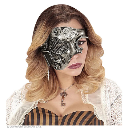 DEMI-MASQUE STEAMPUNK ARGENT