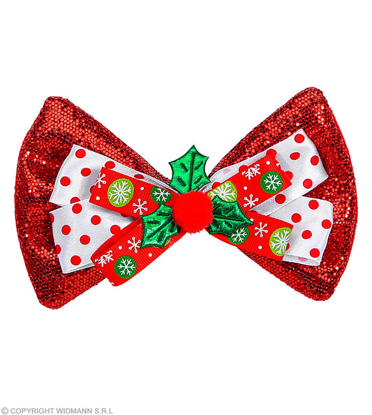 NOEUD PAPILLON DE NOËL PAILLETTES ROUGES