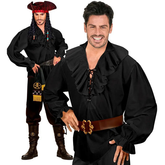 Chemise Pirate/Ecossais Adulte Noir - XL
