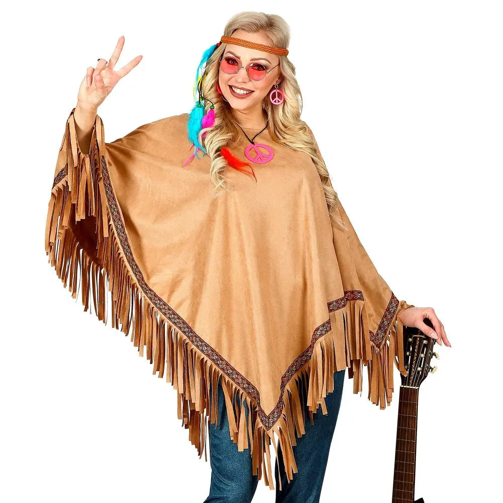 Poncho aspect Daim - Marron - Taille Unique