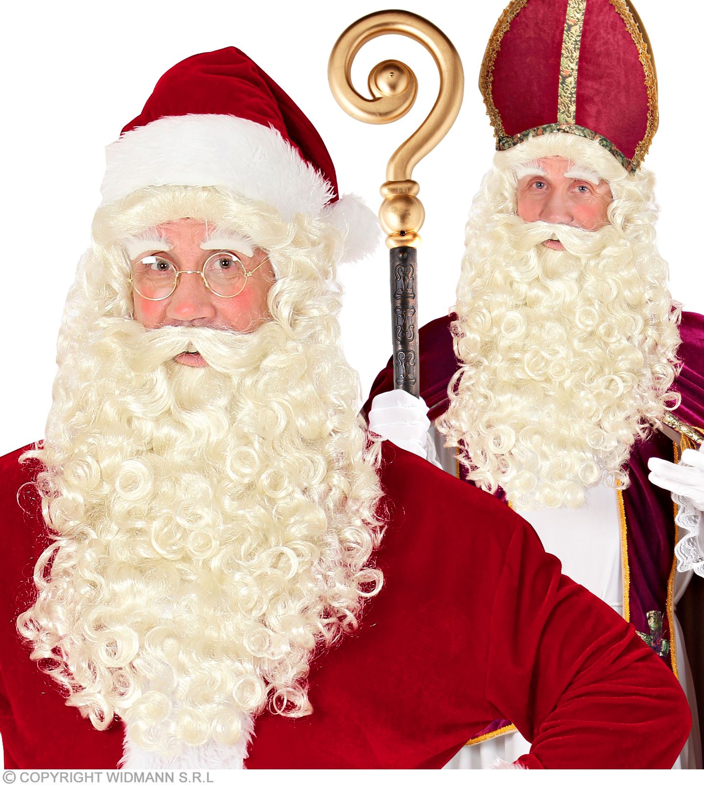 "PERRUQUE AVEC BARBE, MOUSTACHE ET SOURCILS PERE NOEL ET ST. NICHOLAS"..