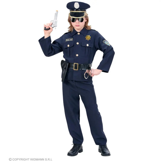 "POLICIER" (casaque, pantalon, ceinture avec étui, casquette)(116 cm / 4-5 Years)