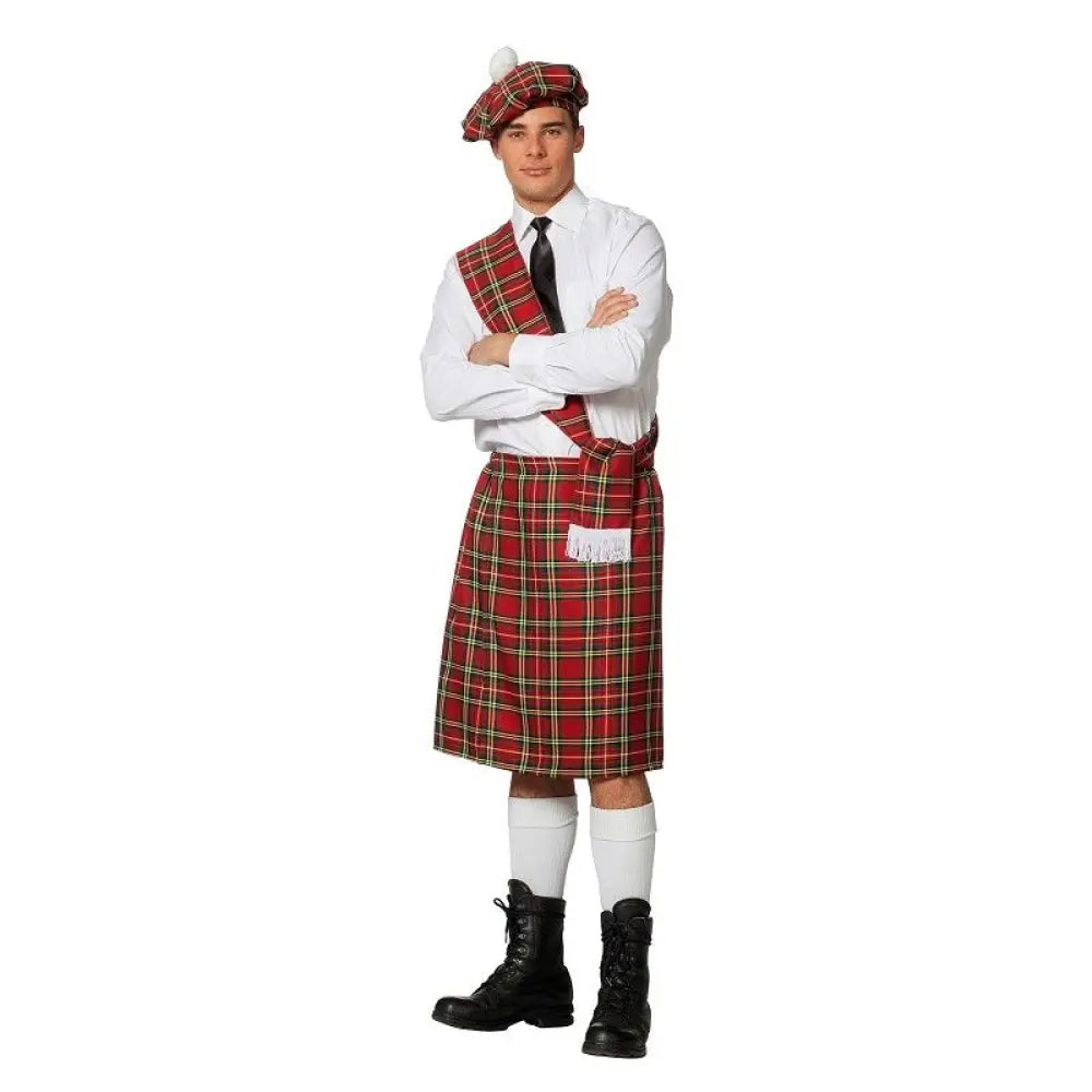 Kilt Adulte Rouge + Accessoires - Taille 60/62