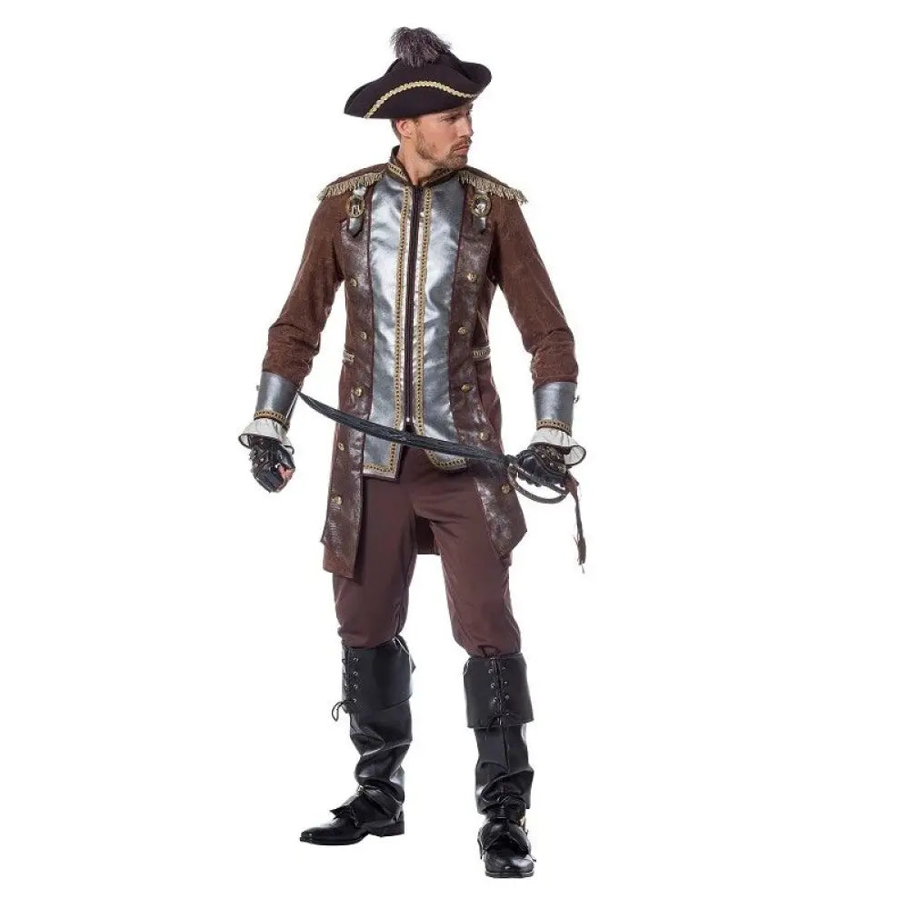 Costume Homme Pirate Marron & Argent - Taille 48