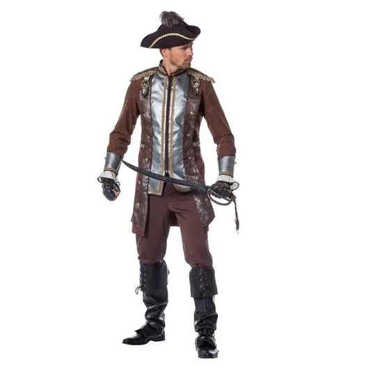 Costume Homme Pirate Marron & Argent - Taille 58
