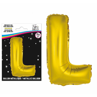 Ballons métalliques OR lettre - Toutes les lettres, le # et le & : L <br/>