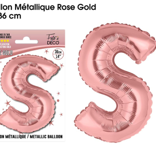 Ballon métallique Rose Gold Lettres et Symboles - Toutes les lettres, le # et le & : S<br/>