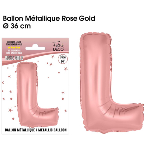 Ballon métallique Rose Gold Lettres et Symboles - Toutes les lettres, le # et le & : L