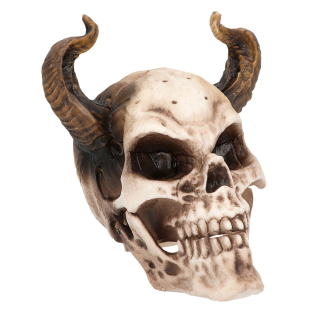 Pc. Tête de mort Diable avec mâchoire mobile (20 x 18 x 19 cm)