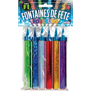 SACHET DE 6 FONTAINES COULEURS ASSORTIES 95mm