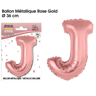 Ballon métallique Rose Gold Lettres et Symboles - Toutes les lettres, le # et le & : J<br/>