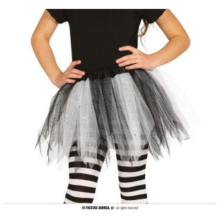 TUTU ENFANT BLANC-NOIR BRILLANT 30 CMS