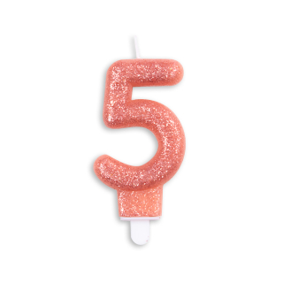 Number candle glitter rose gold nr. 5