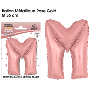 Ballon métallique Rose Gold Lettres et Symboles - Toutes les lettres, le # et le & : M