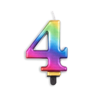 Number candle metallic rainbow nr. 4