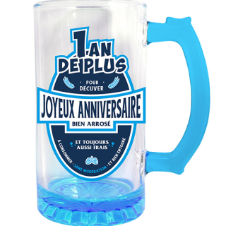 Chope à Bière Joyeux Anniversaire Bleue