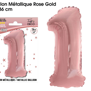 Ballons métalliques Rose Gold Chiffre - Tous les chiffres : 1