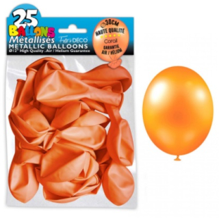 Sachet de 25 ballons latex métallisés Corail