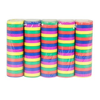 Set 5 Rouleaux de serpentins en papier 5 couleurs