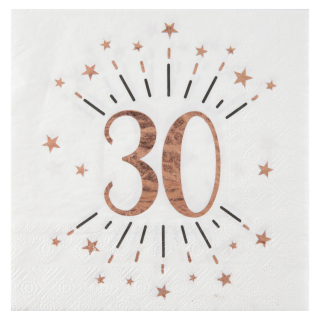 Serviette Âge étincelant rose gold 30 ans