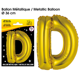 Ballons métalliques OR lettre - Toutes les lettres, le # et le & : D