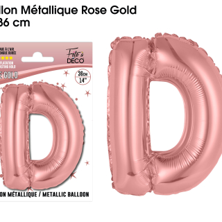 Ballon métallique Rose Gold Lettres et Symboles - Toutes les lettres, le # et le & : D