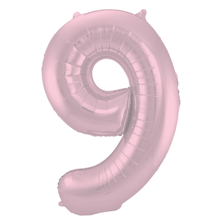 Ballon aluminium Chiffre 9 Rose Pastel Mate Métallique - 86 cm