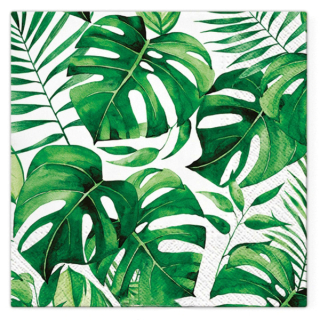 SET DE 20 SERVIETTES PAPIER 3 PLIS 33*33CM MONSTERA