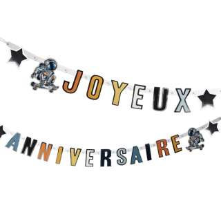 Guirlande de lettre en carton Espace 'Joyeux Anniversaire' (250 cm)