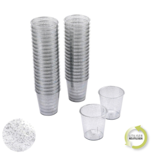 SET DE 40 MINI VERRINES 30ML PAILLETE ARGENT