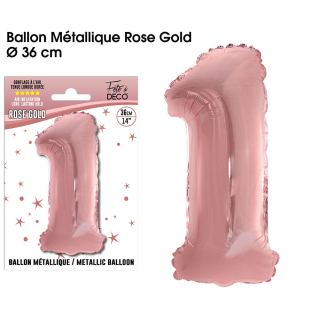 Ballons métalliques Rose Gold Chiffre - Tous les chiffres : 1