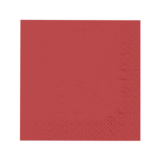 SET DE 20 SERVIETTES COCKTAIL EN PAPIER 3 PLIS 25*25CM ROUGE