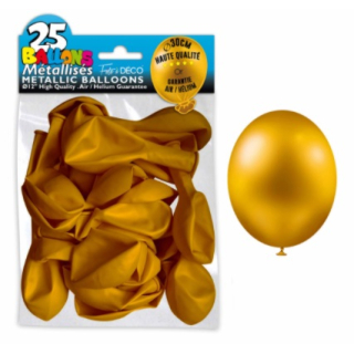 Sachet de 25 ballons latex métallisés Or
