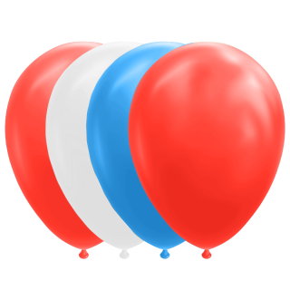 100 Balloons 12" red/white/blue