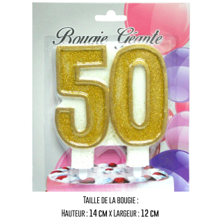 Bougie géante or 50 ans