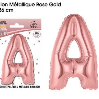 Ballon métallique Rose Gold Lettres et Symboles - Toutes les lettres, le # et le & : A