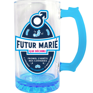 Chope à bière Futur Marié Bleue