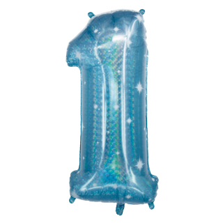 Ballon aluminium Chiffre 1 Galactic Aqua - 101 cm