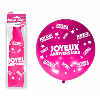 Ballon géant Joyeux Anniversaire - Couleur : Fuchsia