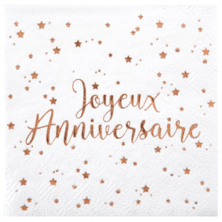 Serviette Joyeux Anniversaire Rose gold