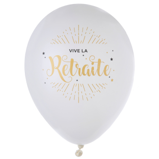 Ballon Vive la retraite Blanc