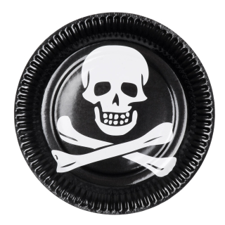 Set 10 Assiettes en carton pirate tête de mort