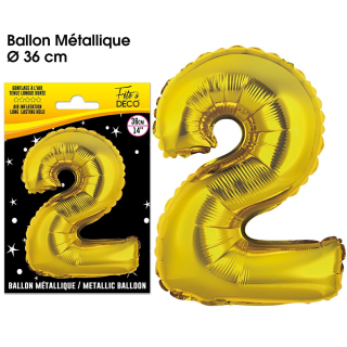 Ballons métalliques OR chiffre - Tous les chiffres : 2