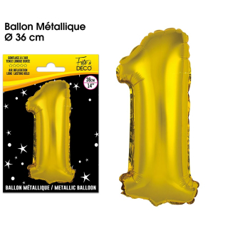 Ballons métalliques OR chiffre - Tous les chiffres : 1