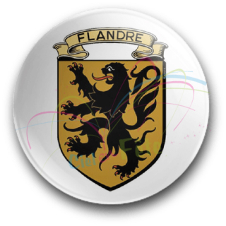 Badge ecusson lion des flandre (fond blanc)